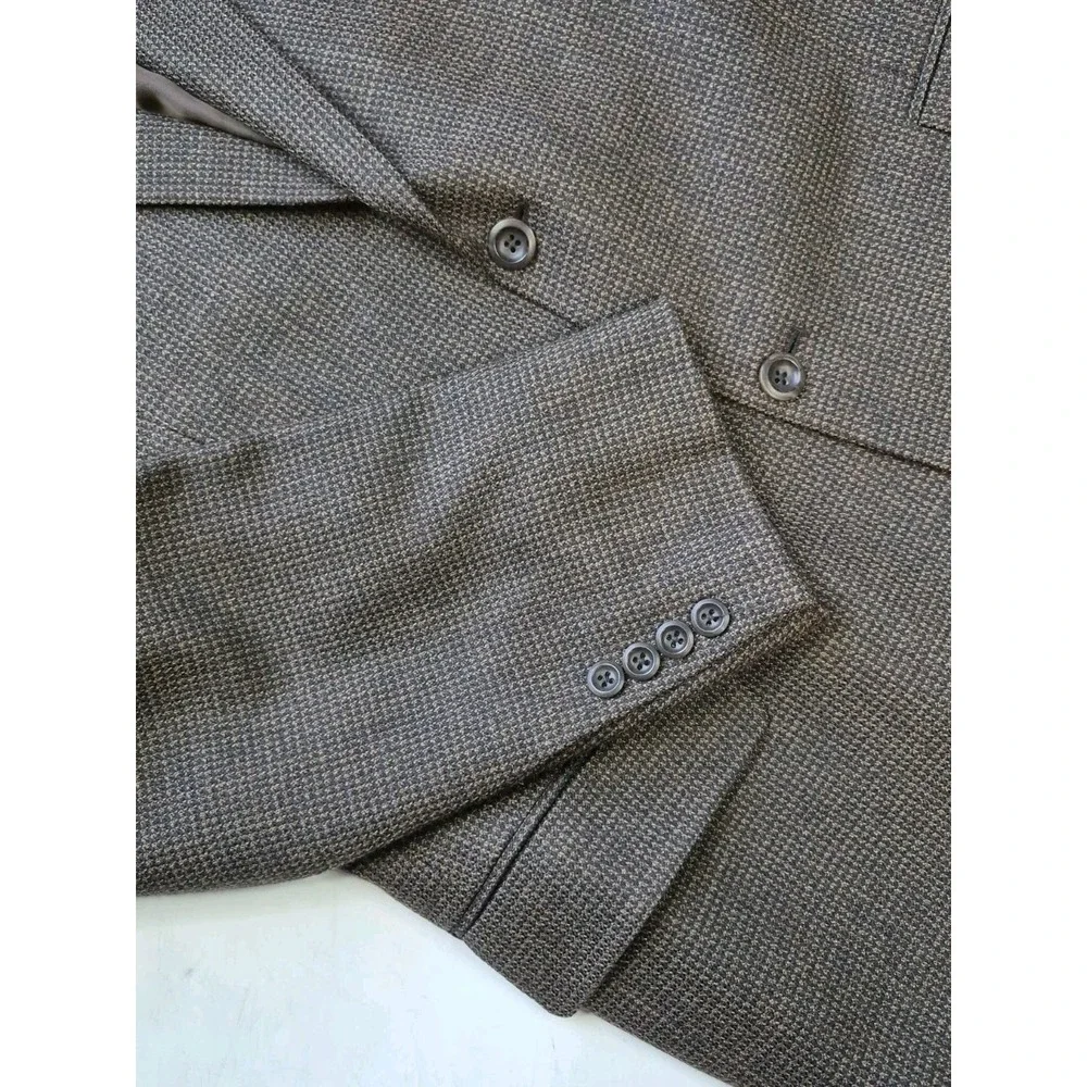 Pronto Uomo Mens Wool Sports Coat 42L Brown Check 2 Button Blazer Italy Style